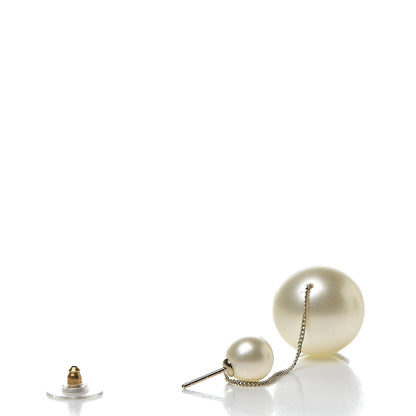 Chanel Crystal Pearl CC Drop Earrings Silver Pearly White 3 of 5