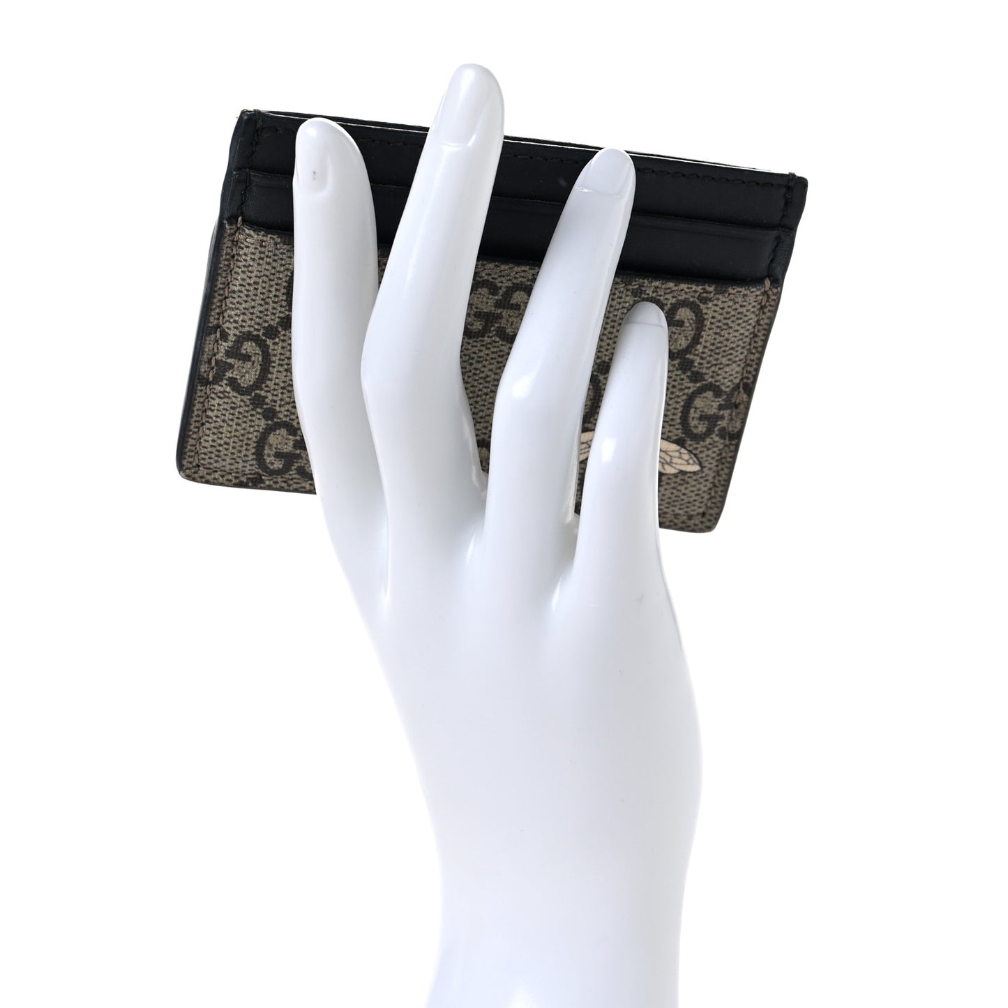 GG Supreme Monogram Bee Print Card Holder Black