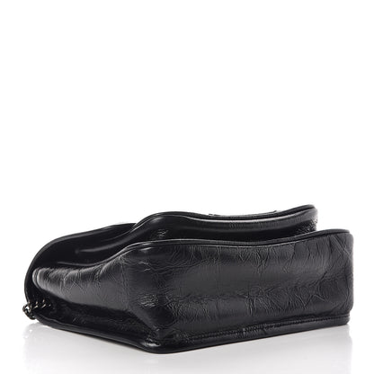 Saint Laurent Crinkled Calfskin Matelasse Monogram Baby Niki Chain Satchel Black 4 of 9