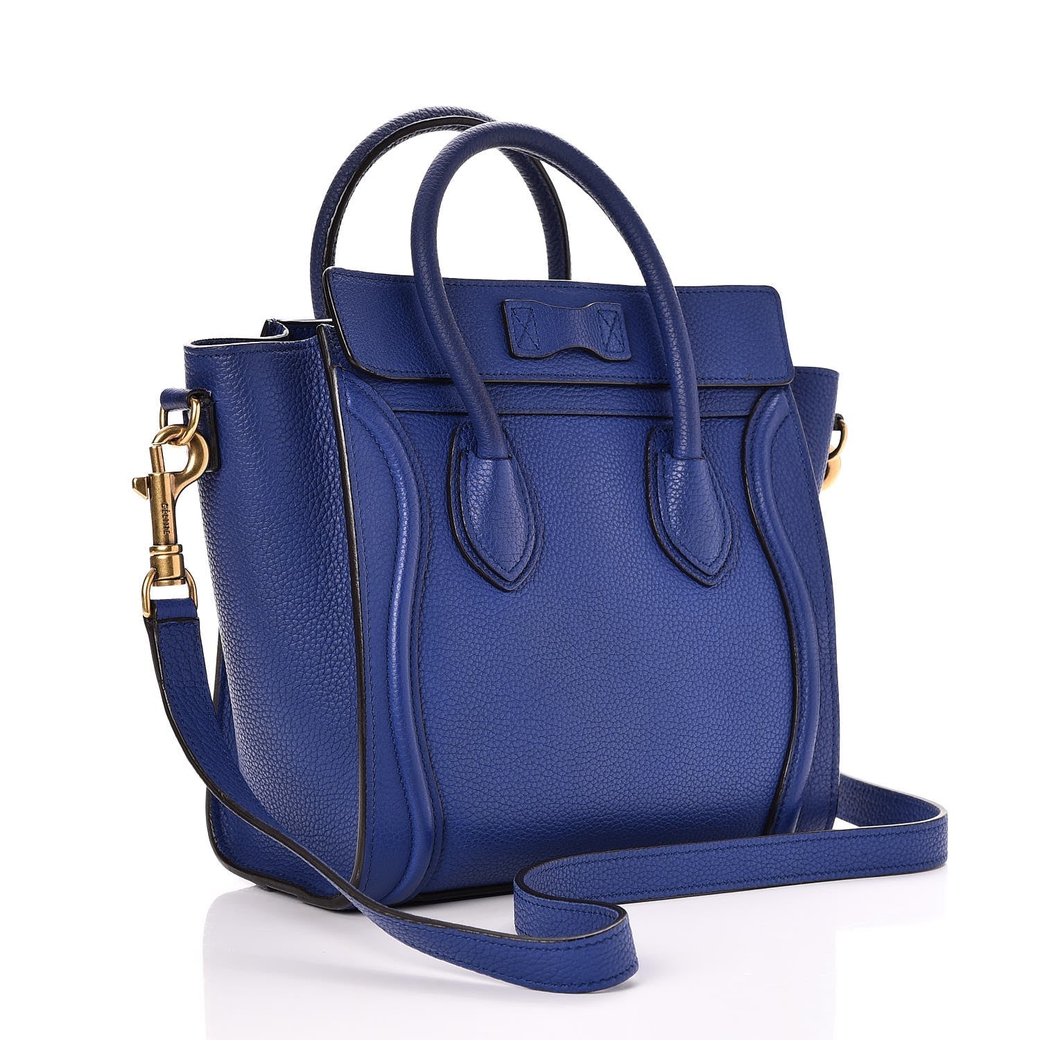 Celine Drummed Calfskin Nano Luggage Indigo 4 of 8