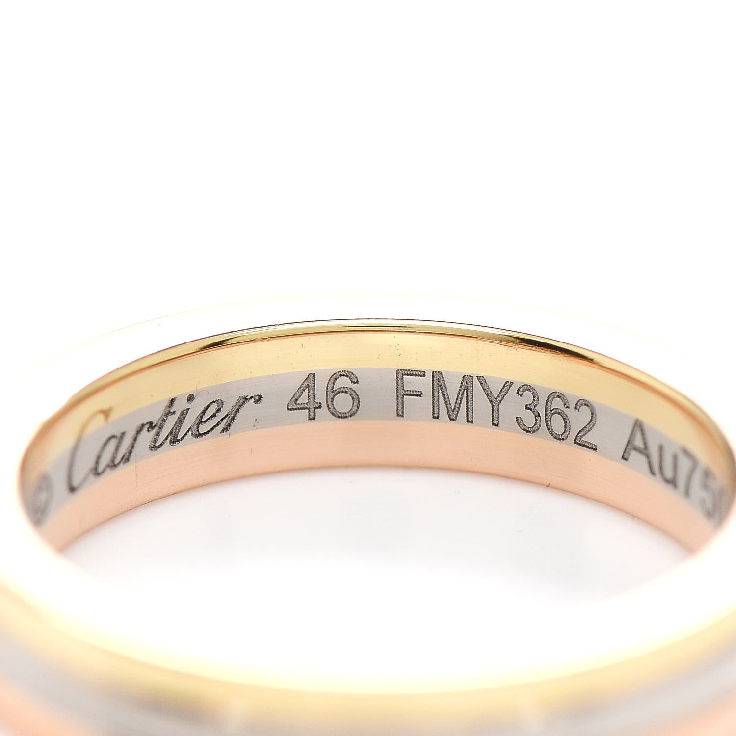 Cartier 18K Pink White Yellow Gold 3.5mm Vendome Louis Cartier Wedding Band Ring 46 3.75 4 of 5