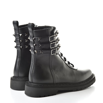 Valentino Garavani Calfskin Rockstud 20mm Combat Boots 35.5 Black 4 of 8
