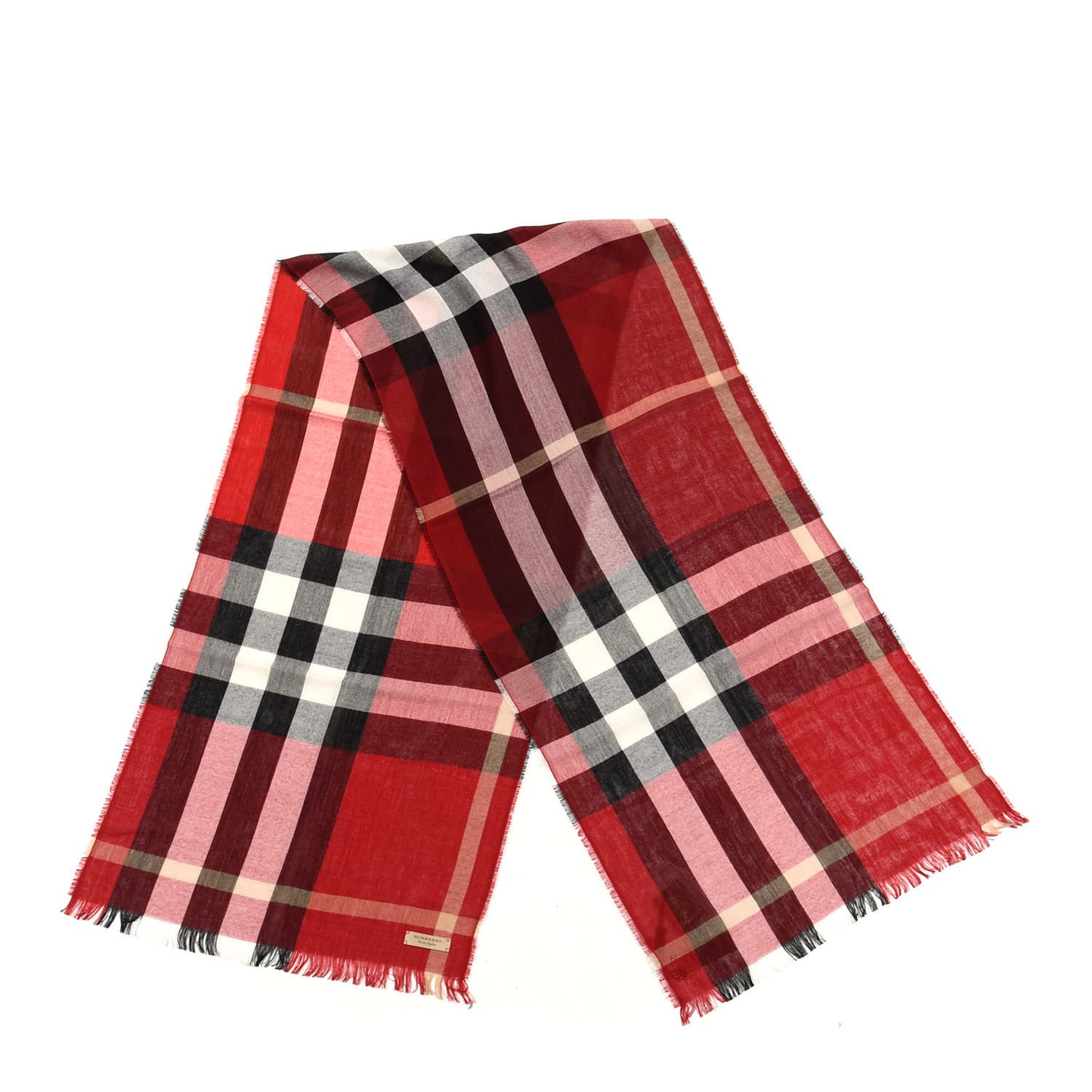 Wool Cashmere Tonal Check Lightweight Scarf Parade Red