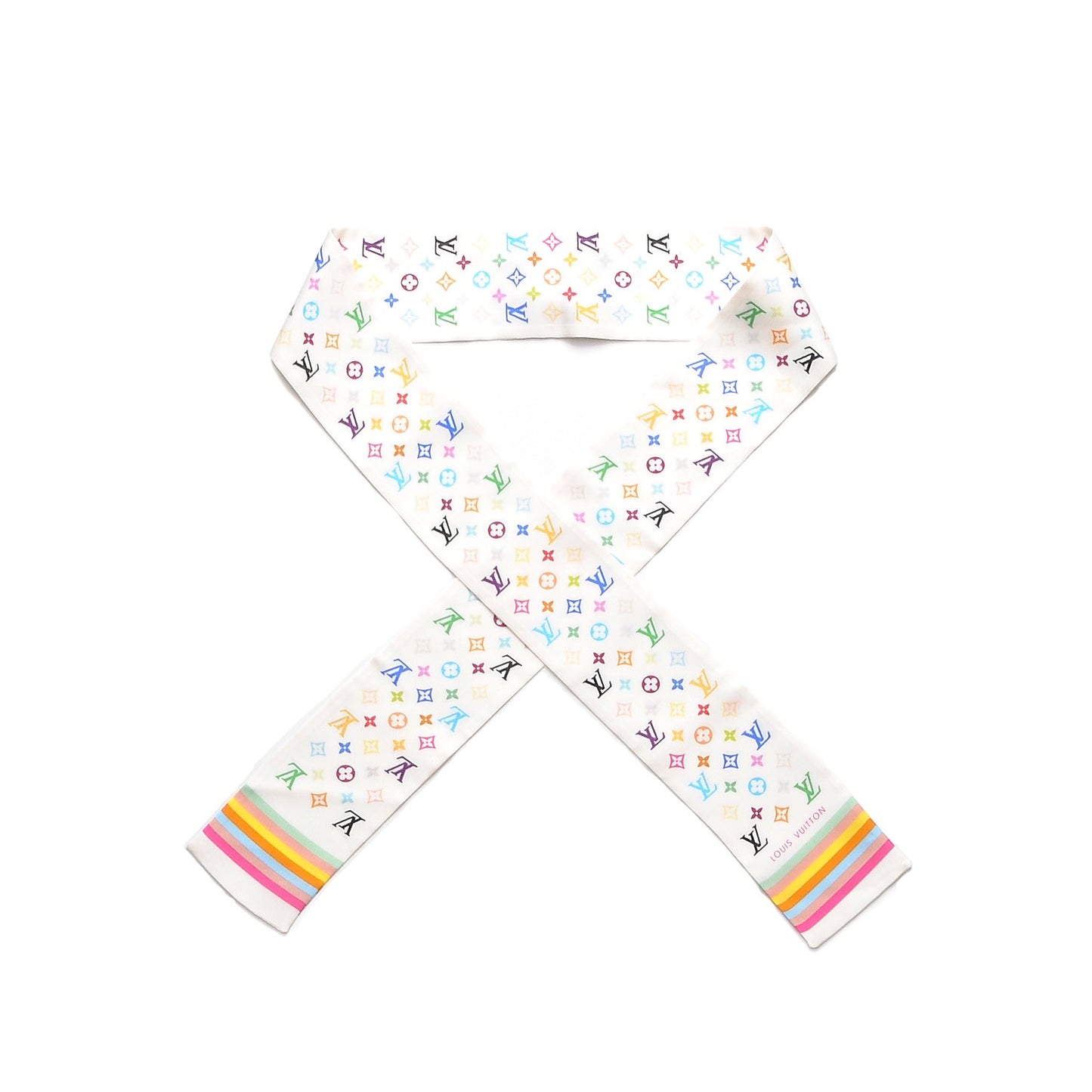 Silk Monogram Multicolor Bandeau White