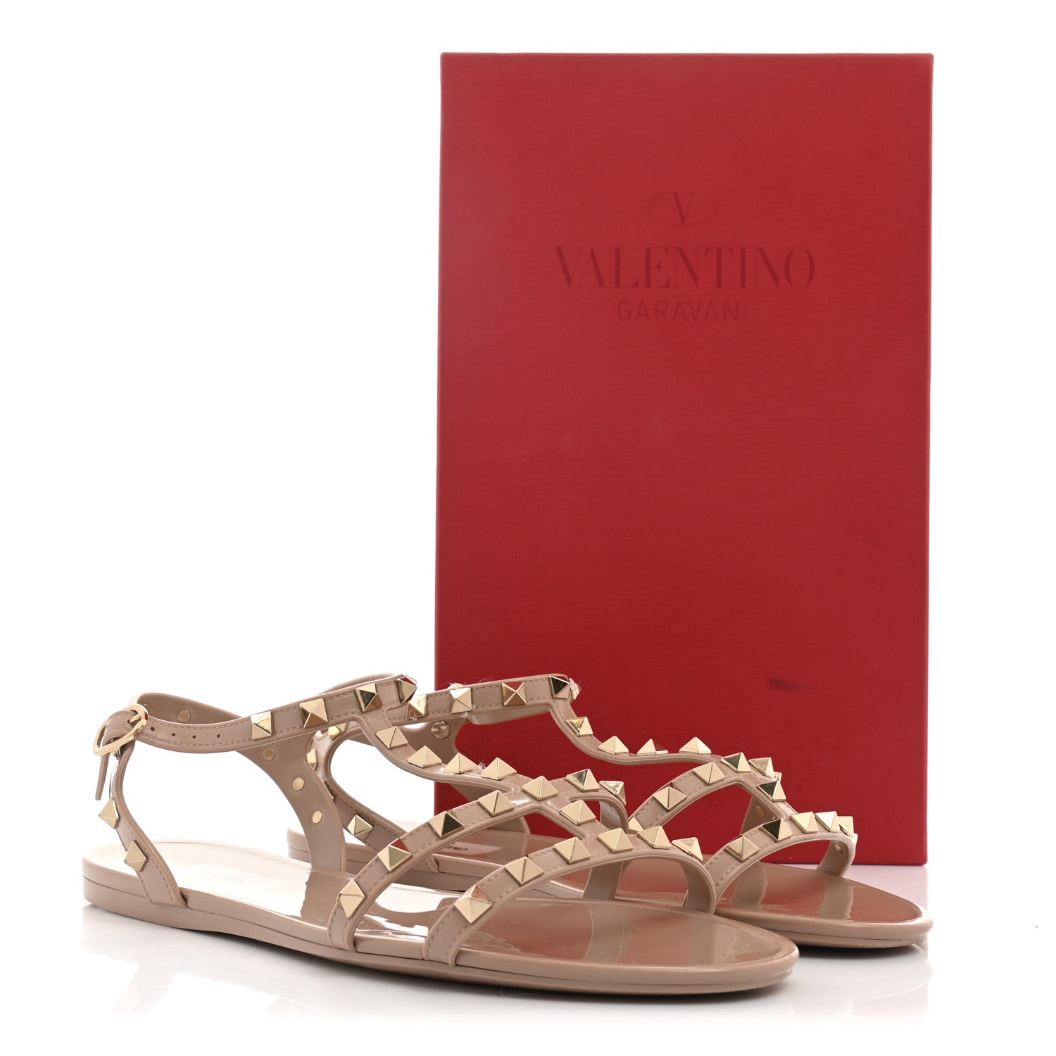 Valentino Garavani PVC Jelly Rockstud Caged Sandals 41 Poudre 9 of 9
