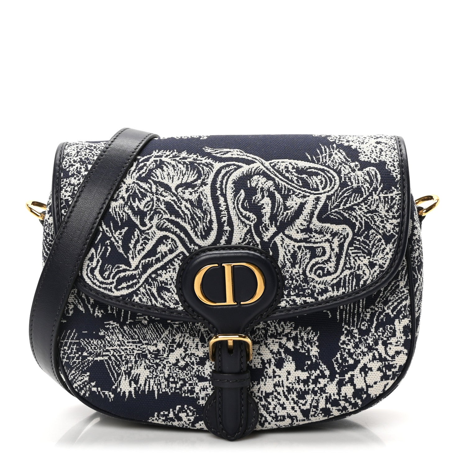 Christian Dior Canvas Toile de Jouy Reverse Embroidered Medium Bobby Flap Blue 1 of 9