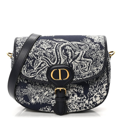 Christian Dior Canvas Toile de Jouy Reverse Embroidered Medium Bobby Flap Blue 1 of 9