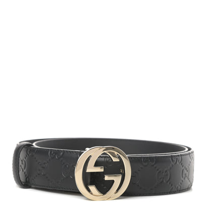 Gucci Guccissima Signature Interlocking G 37mm Belt 90 36 Black 1 of 5