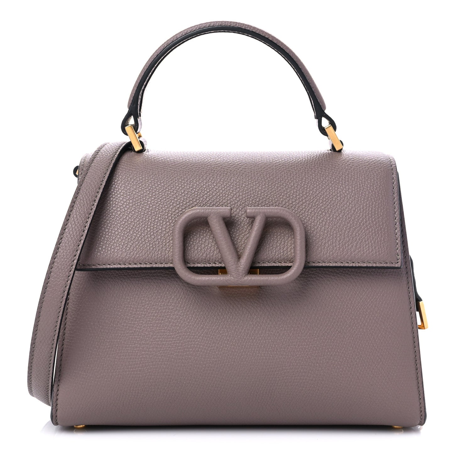 Grainy Calfskin Small VSling Top Handle Bag Clay