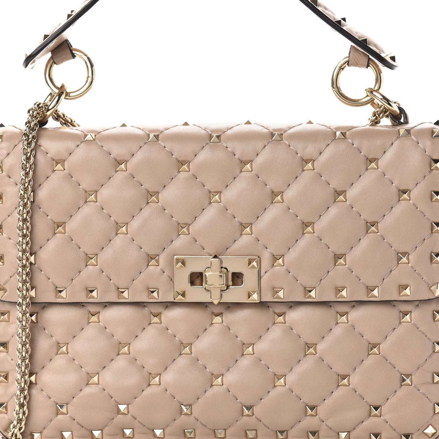 Lambskin Medium Rockstud Spike Shoulder Bag Poudre