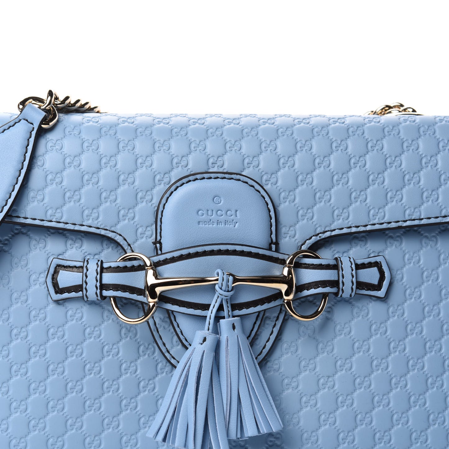 Microguccissima Medium Emily Chain Shoulder Bag Mineral Blue