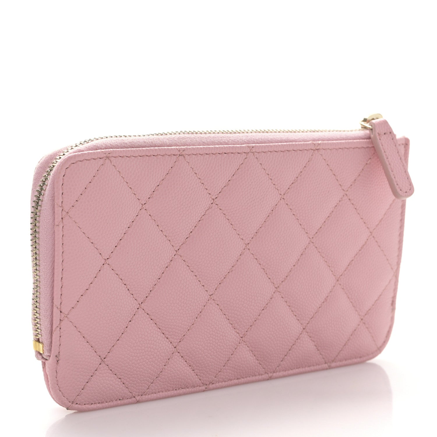 Chanel Caviar Quilted Phone Holder Zip Clutch Pink 3 of 10