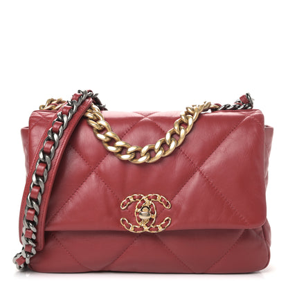 Chanel Goatskin Quilted Medium Chanel 19 Flap Red 1 of 9