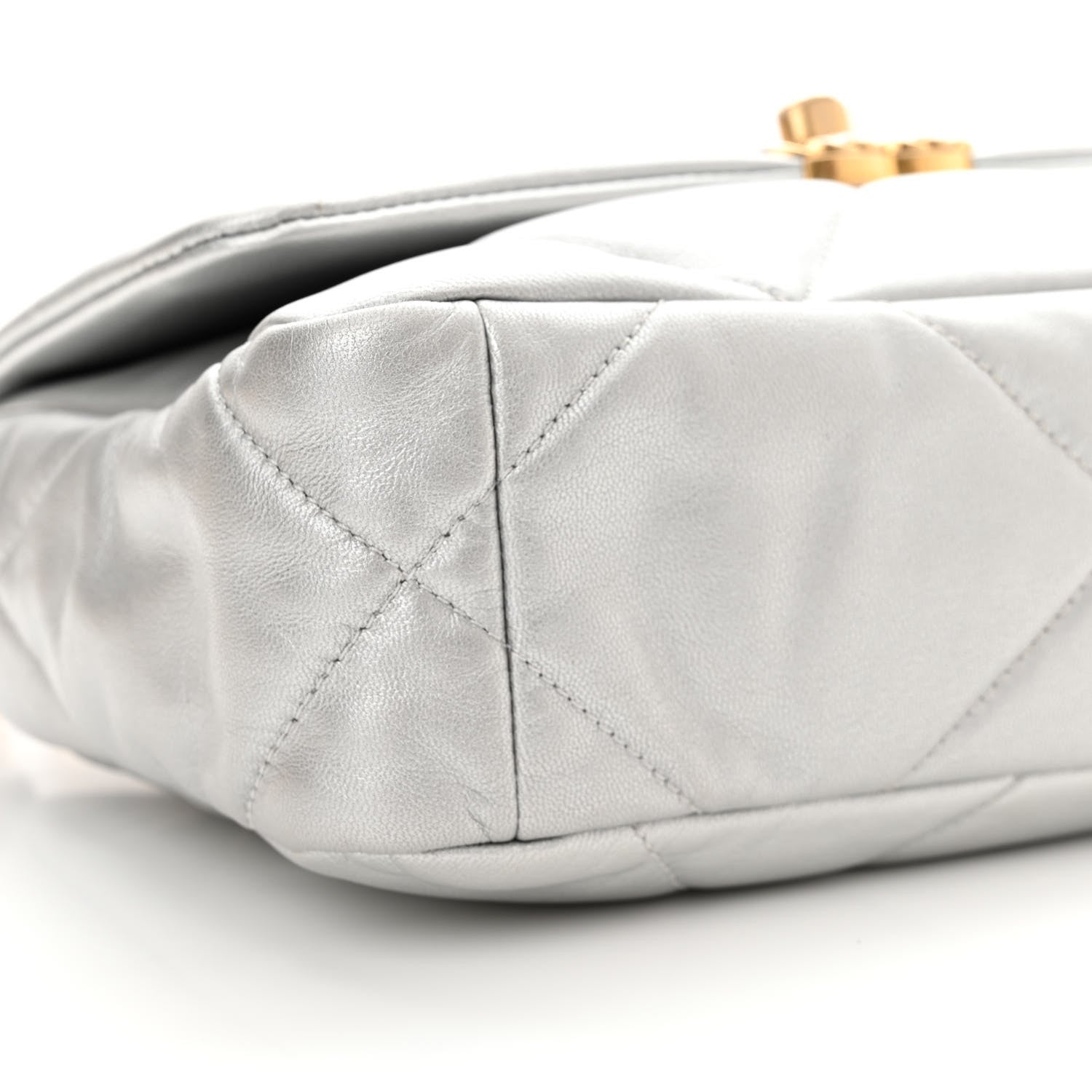 Chanel Metallic Lambskin Quilted Medium Chanel 19 Flap Silver 9 of 10