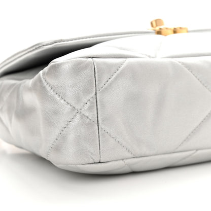 Chanel Metallic Lambskin Quilted Medium Chanel 19 Flap Silver 9 of 10