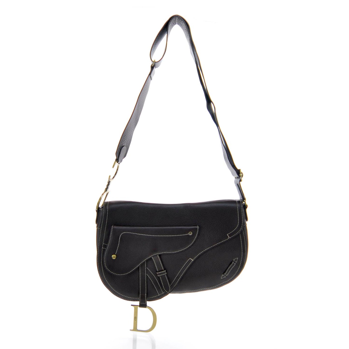 Leather Baudrier Saddle Bag Brown