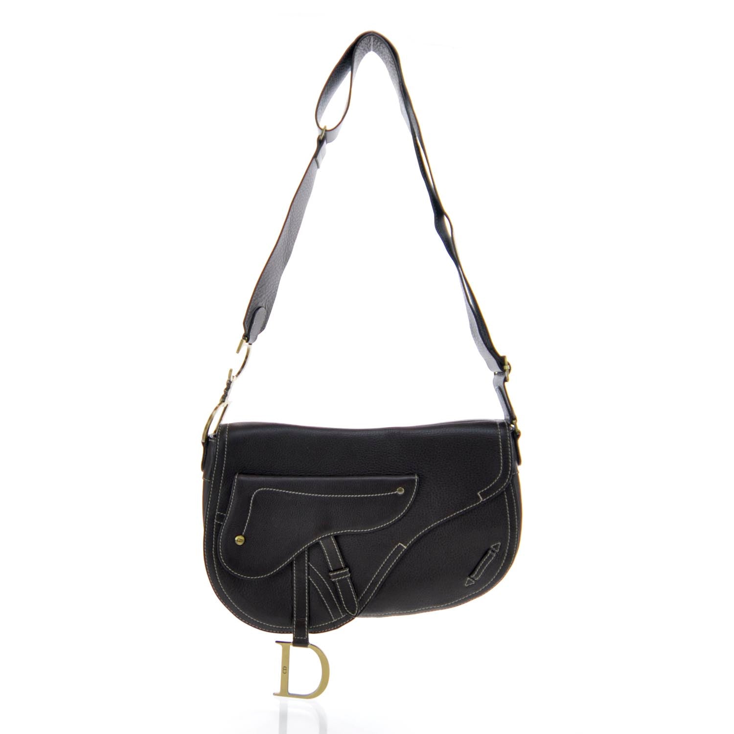 Christian Dior Leather Baudrier Saddle Bag Brown 1 of 8