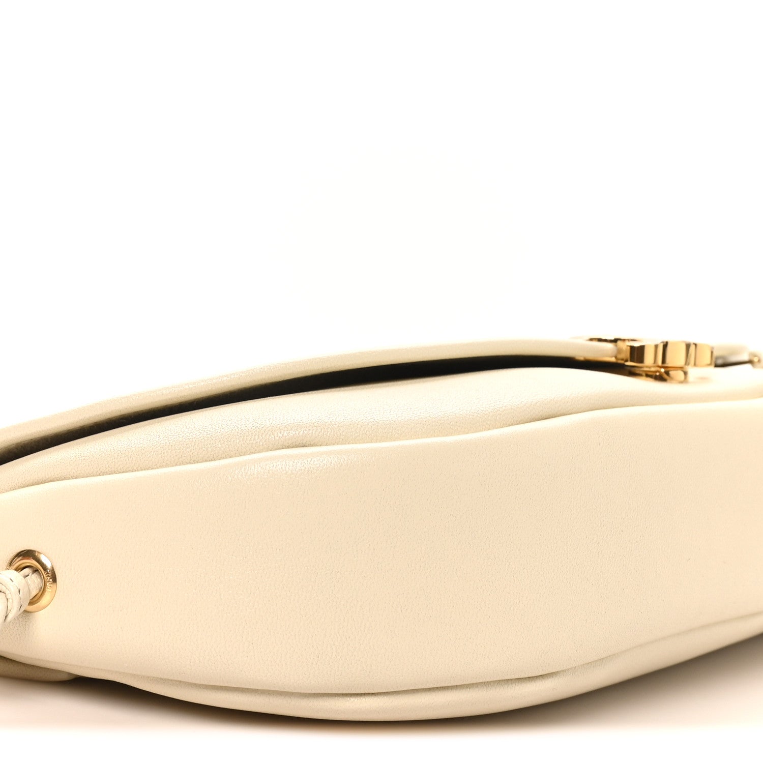 Celine Supple Shiny Lambskin Little Halfmoon Soft Triomphe White Cotton 8 of 9