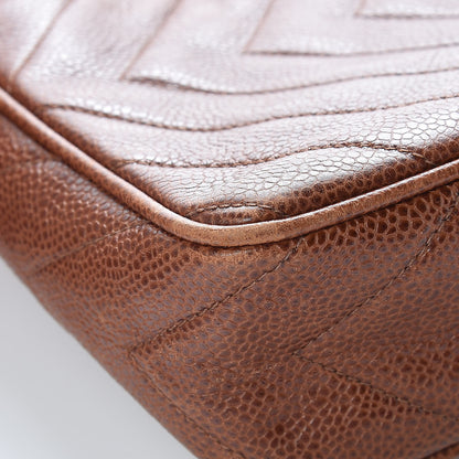 Chanel Caviar Chevron Quilted Tassel Camera Case Brown 13 of 16