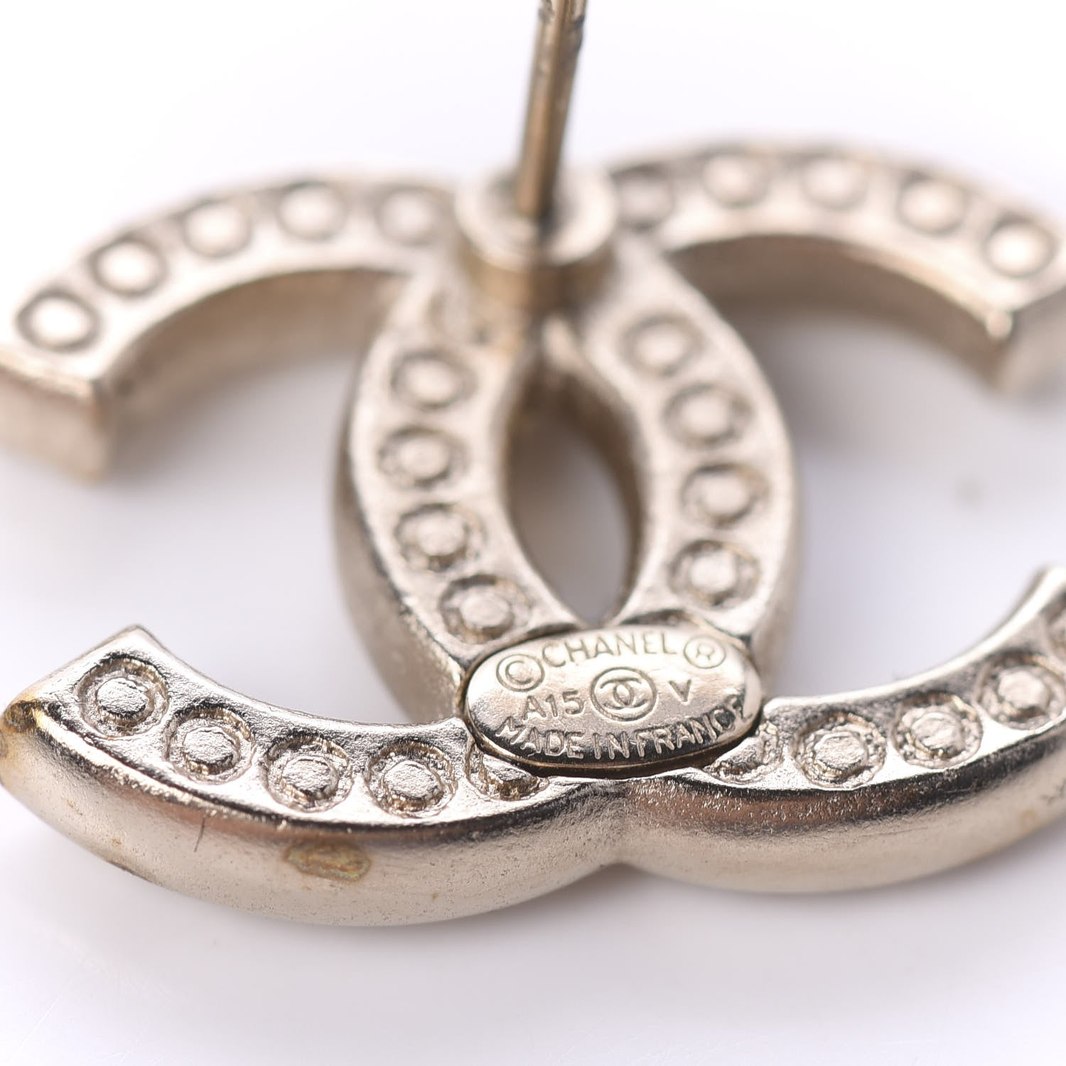 Chanel Crystal CC Stud Earrings Gold 4 of 5