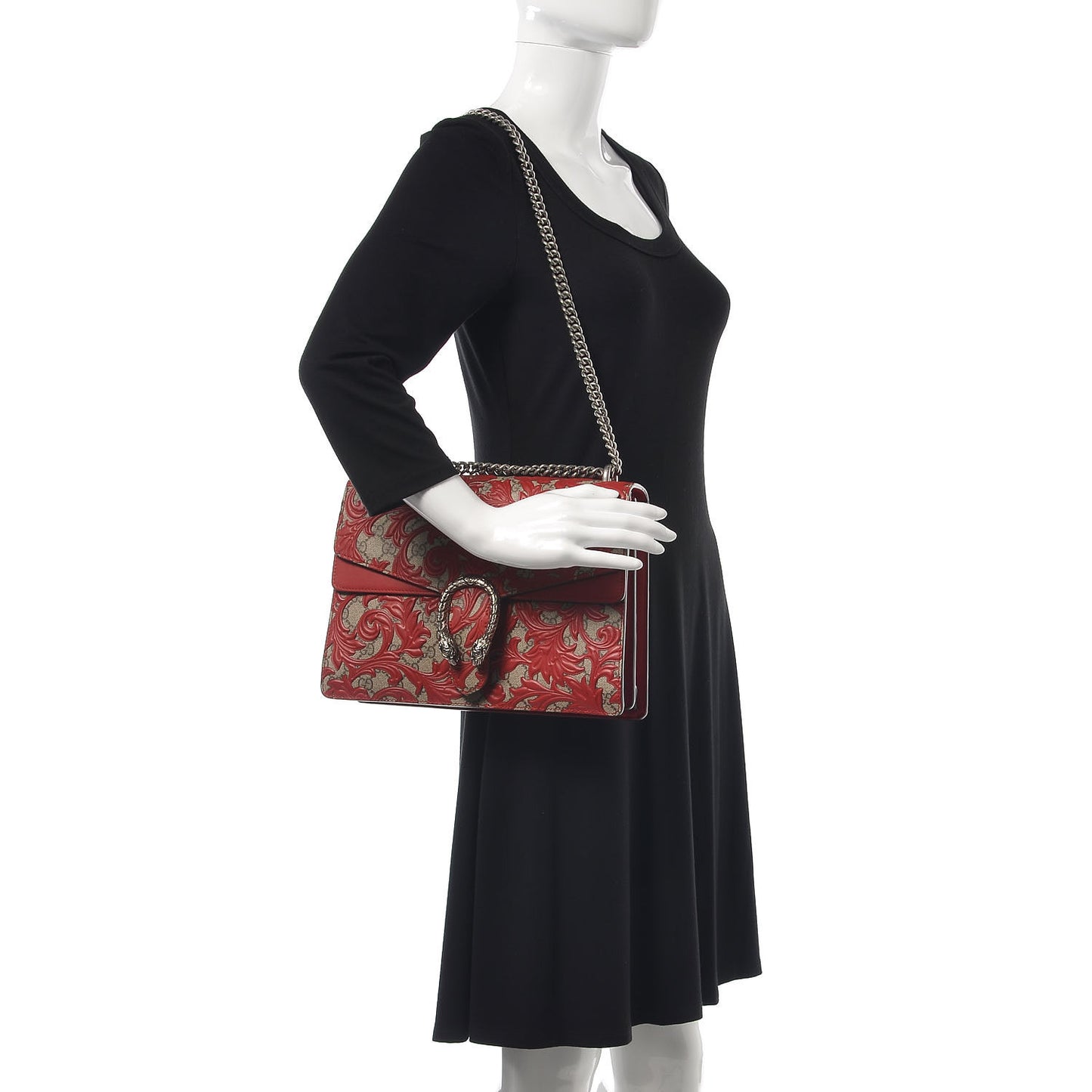 GG Supreme Monogram Arabesque Medium Dionysus Shoulder Bag Hibiscus Red