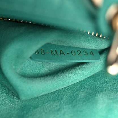 Christian Dior Lambskin Cannage Mini Lady Dior Cobalt Green 7 of 10