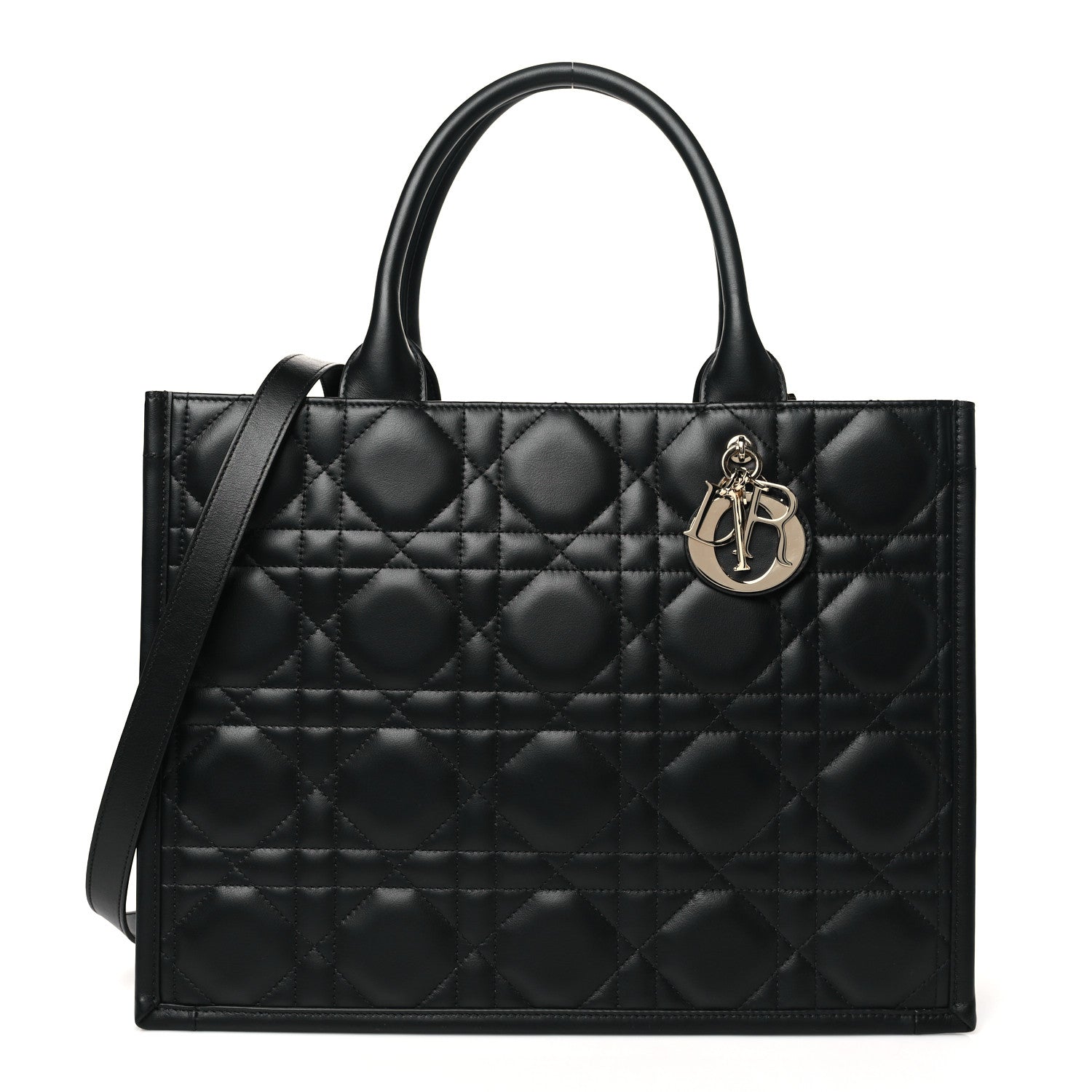 Christian Dior Calfskin Macro Cannage Medium Book Tote Black 1 of 11