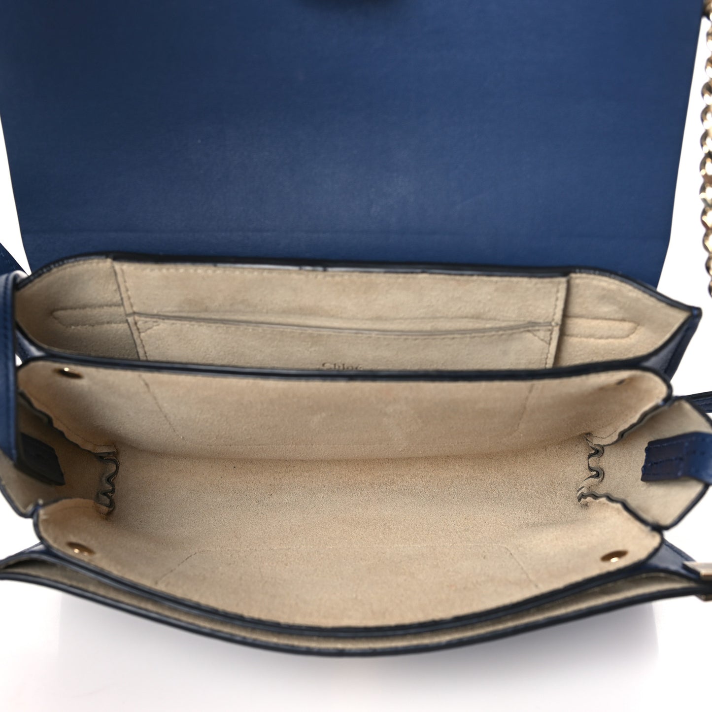 Suede Calfskin Small Faye Shoulder Bag Denim Blue