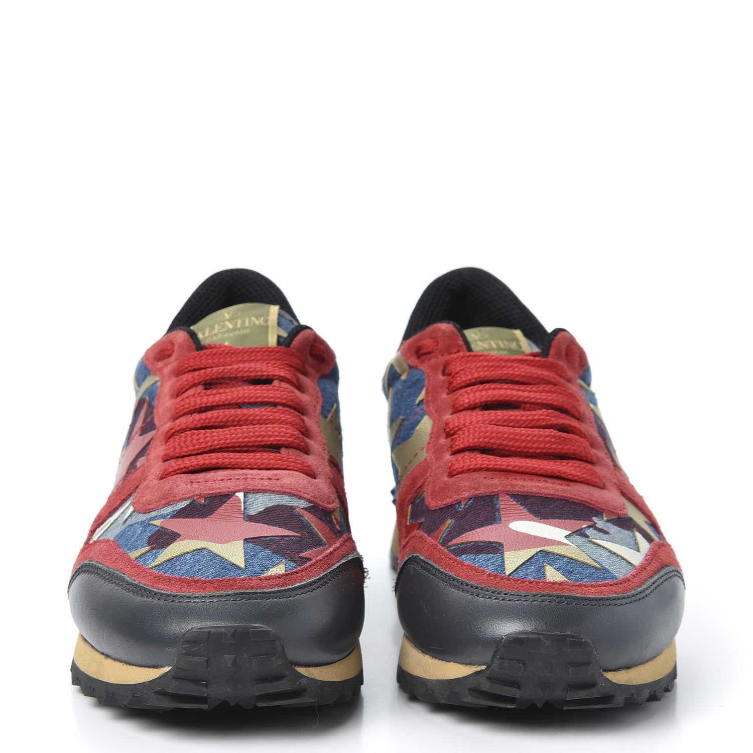 Valentino Garavani Suede Denim Camustars Womens Rockrunner Sneakers 38 Blue Red 2 of 10