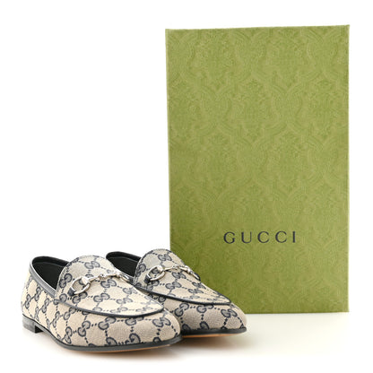 Gucci Monogram Malaga Kid Horsebit Womens Jordaan Loafers 36.5 Beige Blue 10 of 10