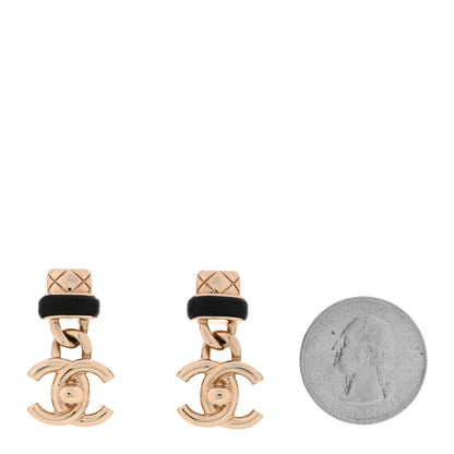 Chanel Lambskin CC Turnlock Drop Earrings Gold Black 2 of 5