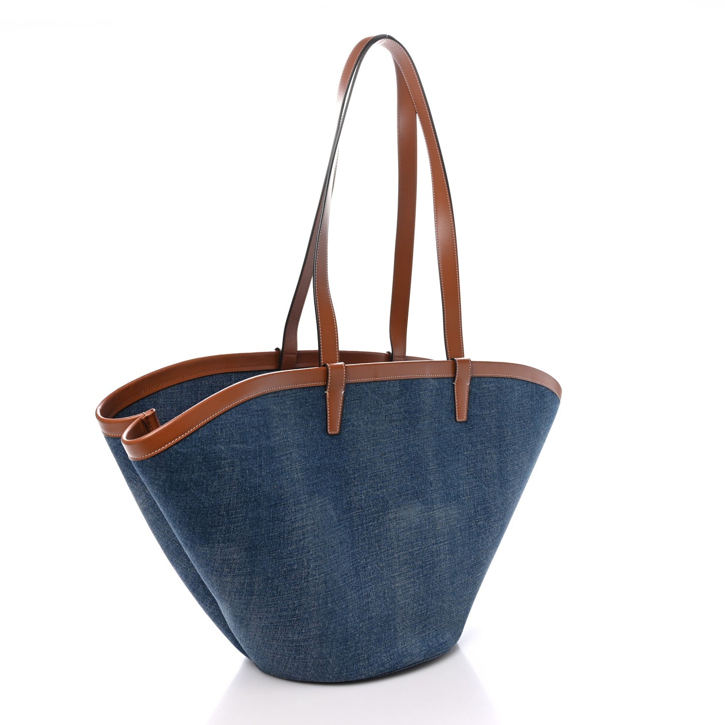 Denim Calfskin Large Couffin Logo Tote Blue