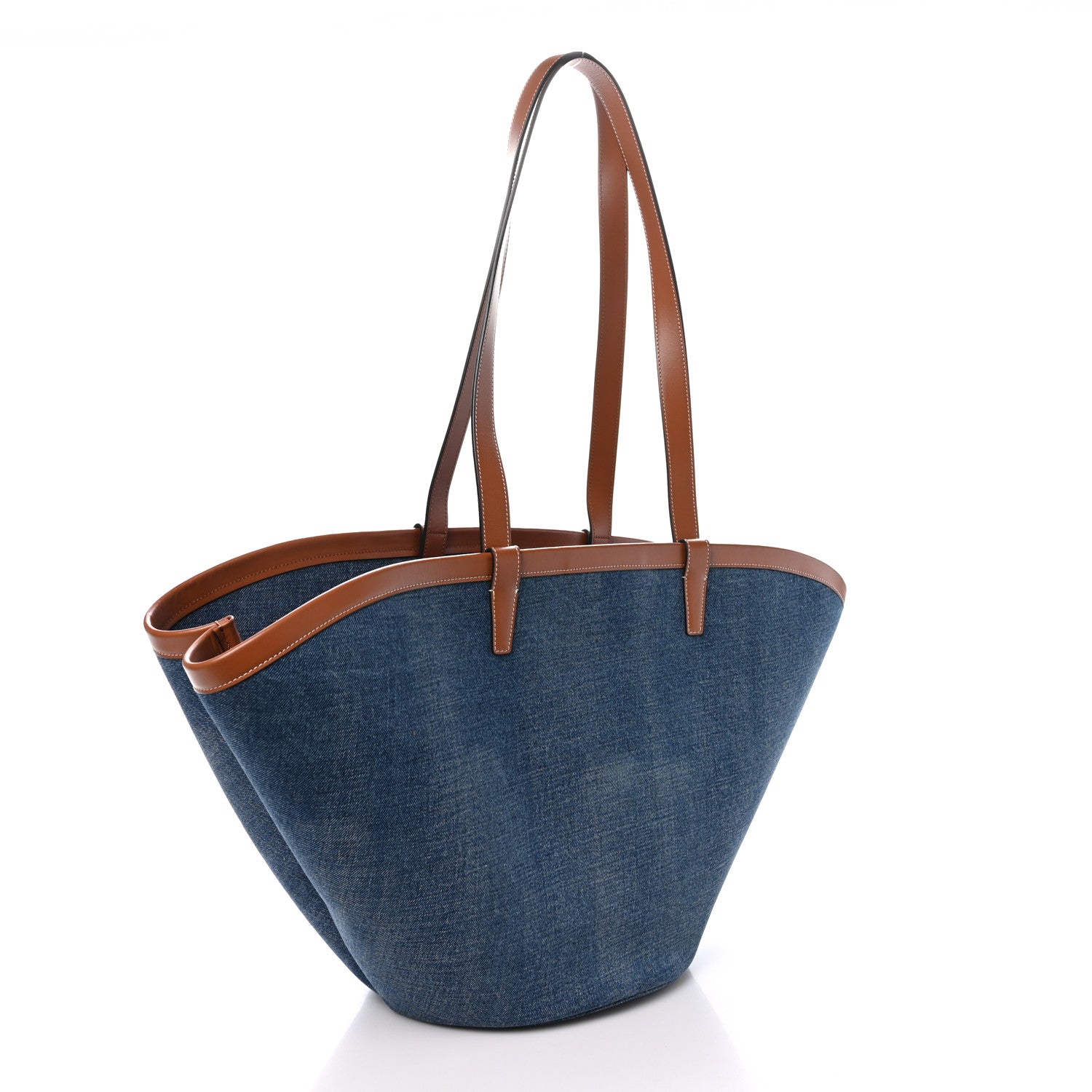 Celine Denim Calfskin Large Couffin Logo Tote Blue 3 of 10