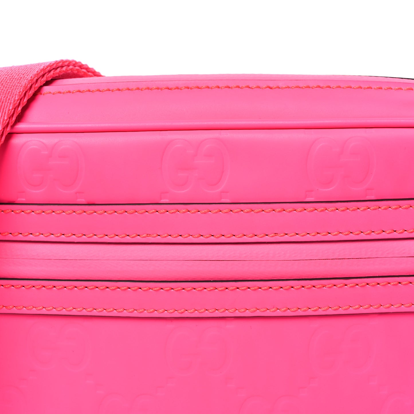 Rubber Effect Monogram GG Crossbody Bag Fluorescent Fuchsia