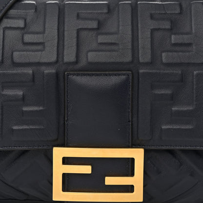 Fendi Nappa FF 1974 Embossed Large Baguette Midnight 7 of 9