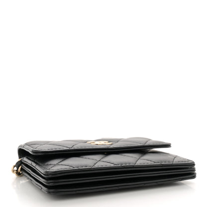 Chanel Lambskin Quilted My Chanel Lady Card Holder On Chain Black 4 of 11