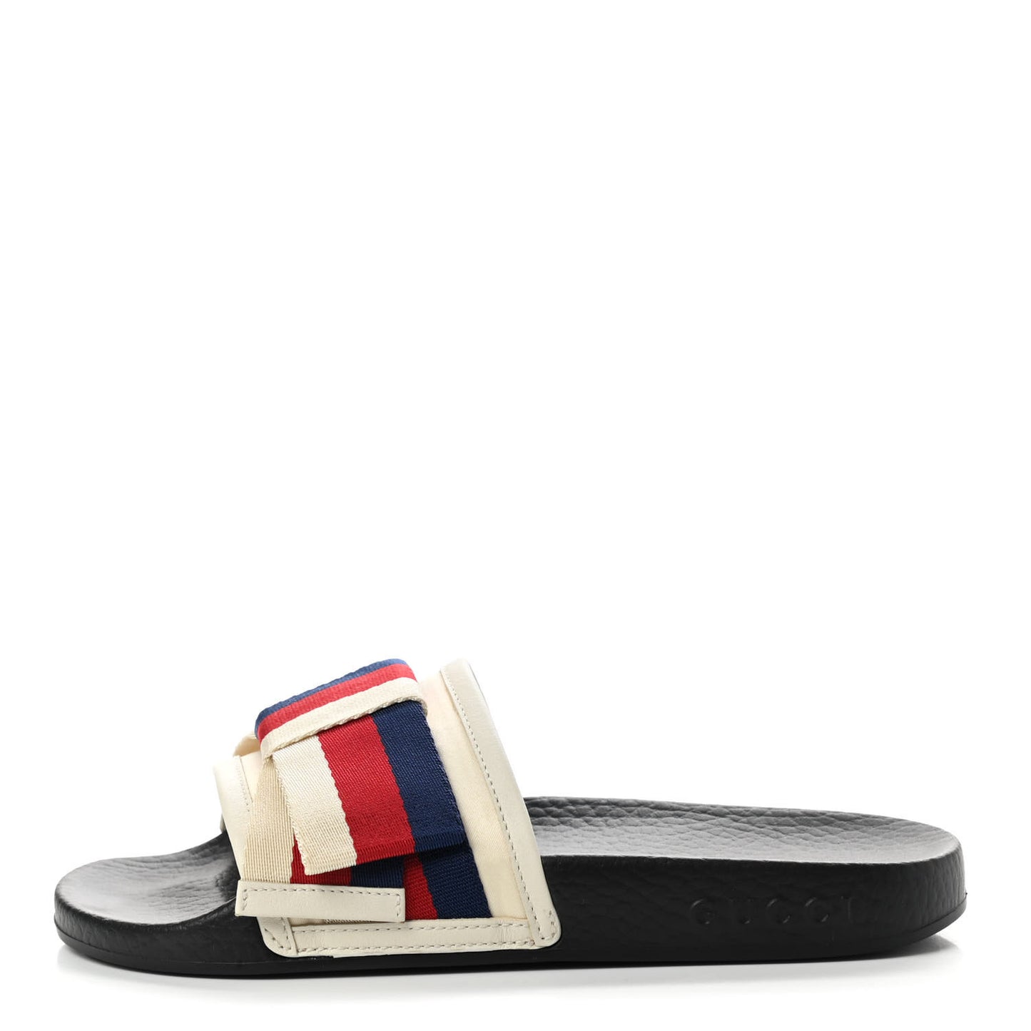 Satin Web Sylvie Bow Slide Sandals 35 White