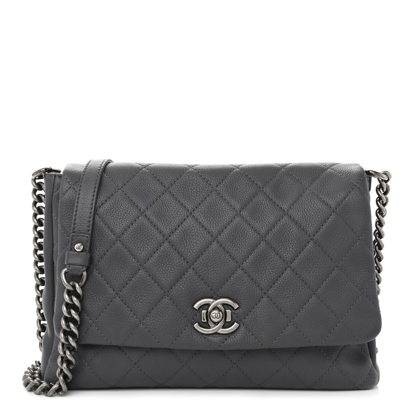 Calfskin Quilted Couture Messenger Grey