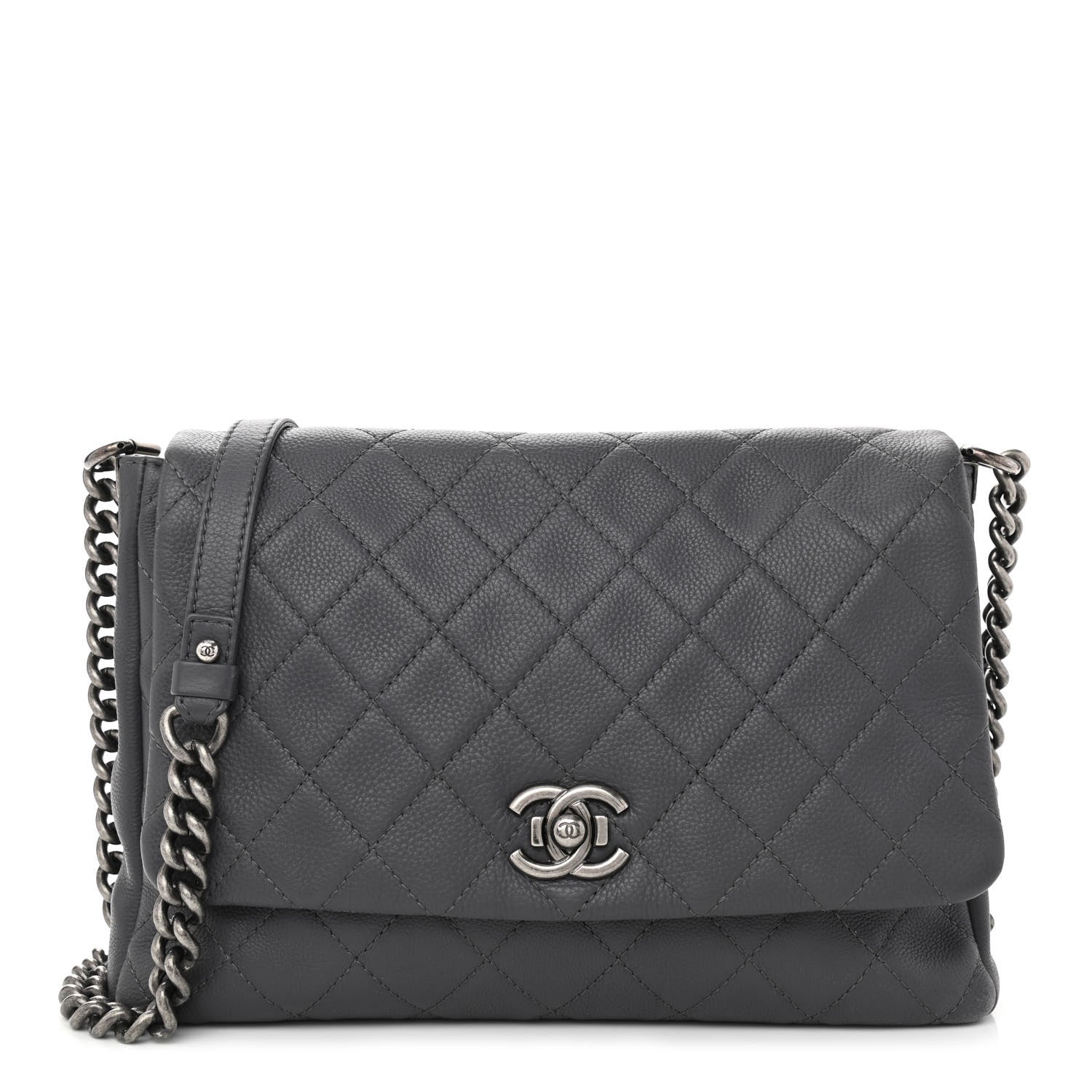 Chanel Calfskin Quilted Couture Messenger Grey 1 of 9