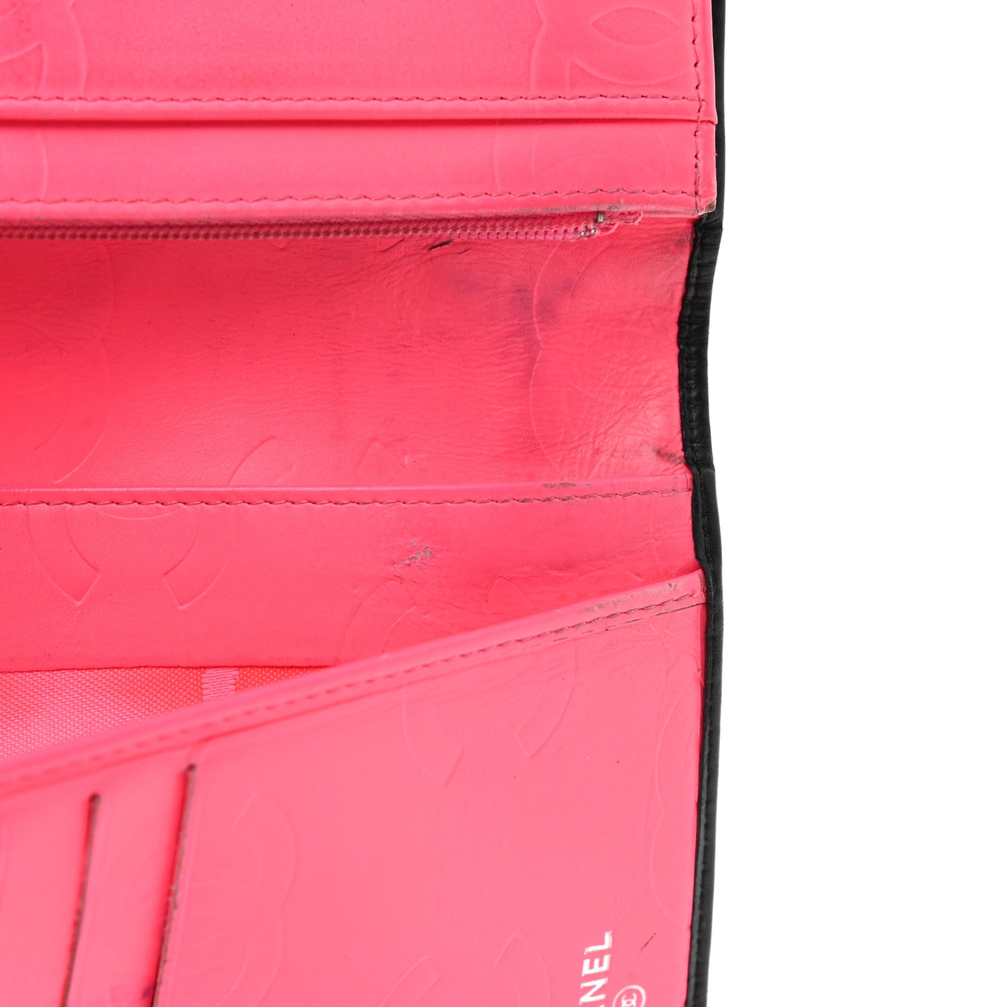 Calfskin Quilted Cambon Yen Wallet Black