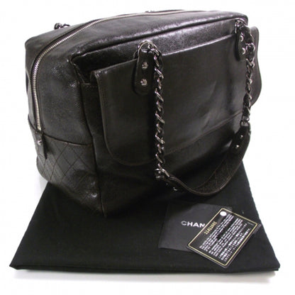 Chanel Glazed Caviar Pocket In The City Tote Dark Brown 3 of 12