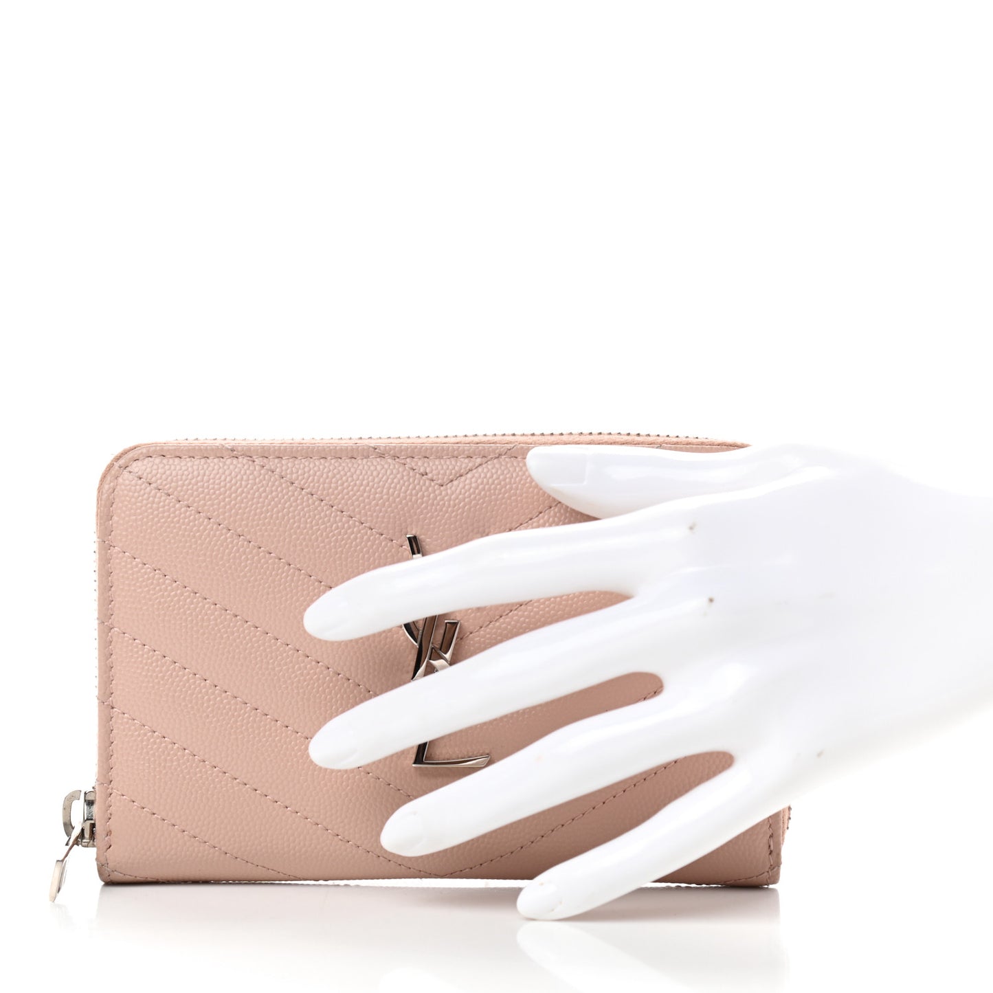Grain De Poudre Matelasse Chevron Monogram Zip Around Wallet Pink