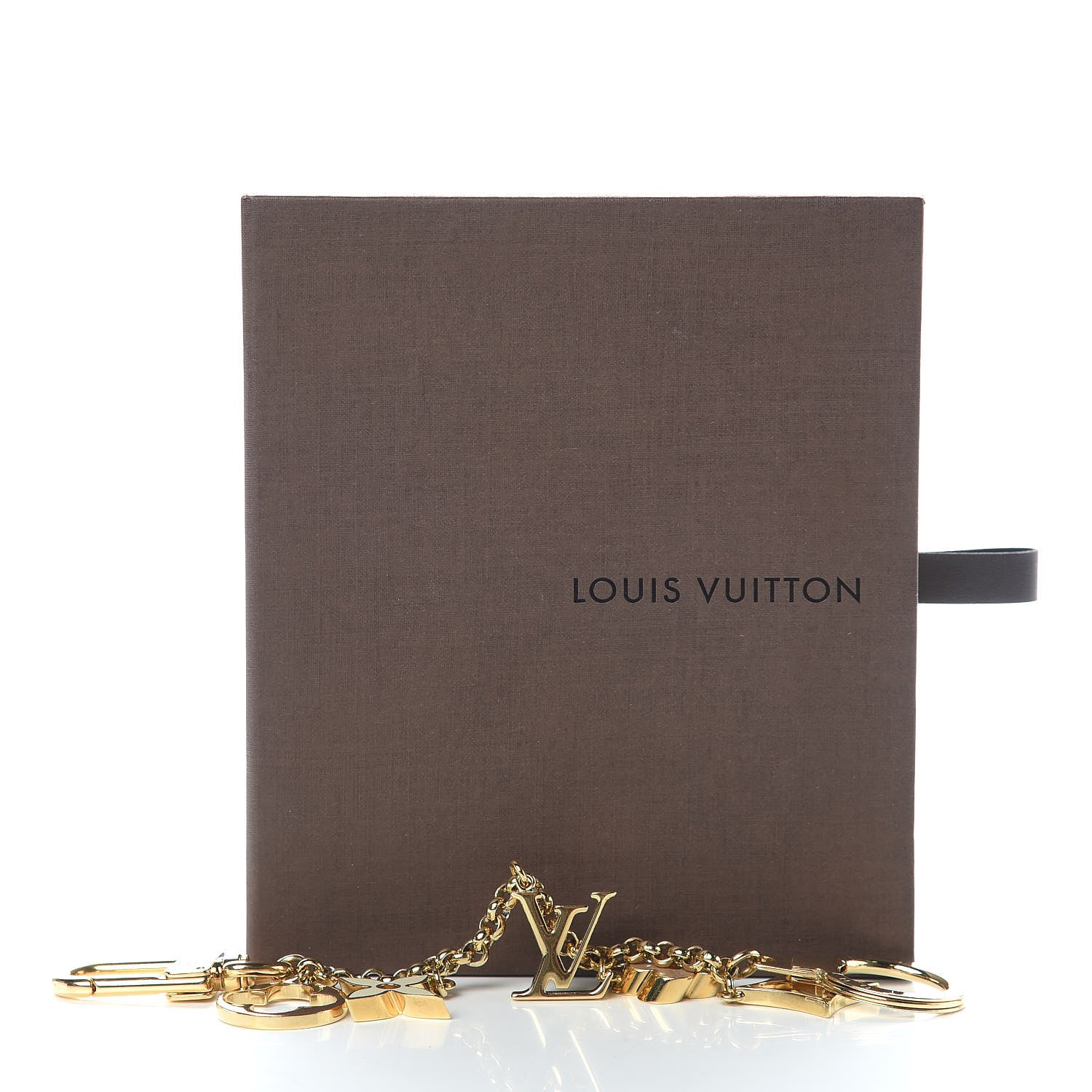 Louis Vuitton Brass Enamel Fleur De Monogram Bag Charm Chain Gold 3 of 3