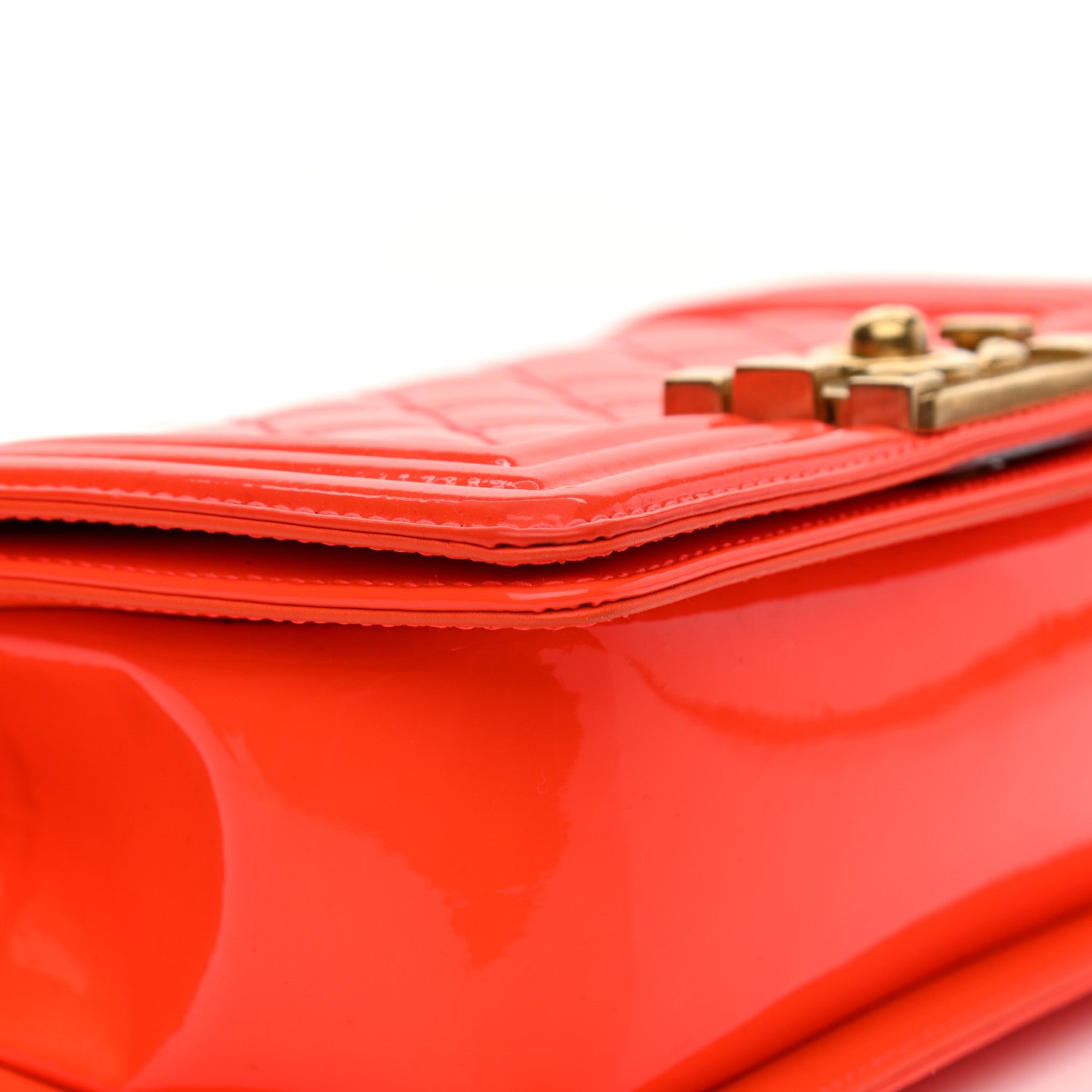 Chanel Patent Calfskin Quilted Small Boy Flap Orange 9 of 15