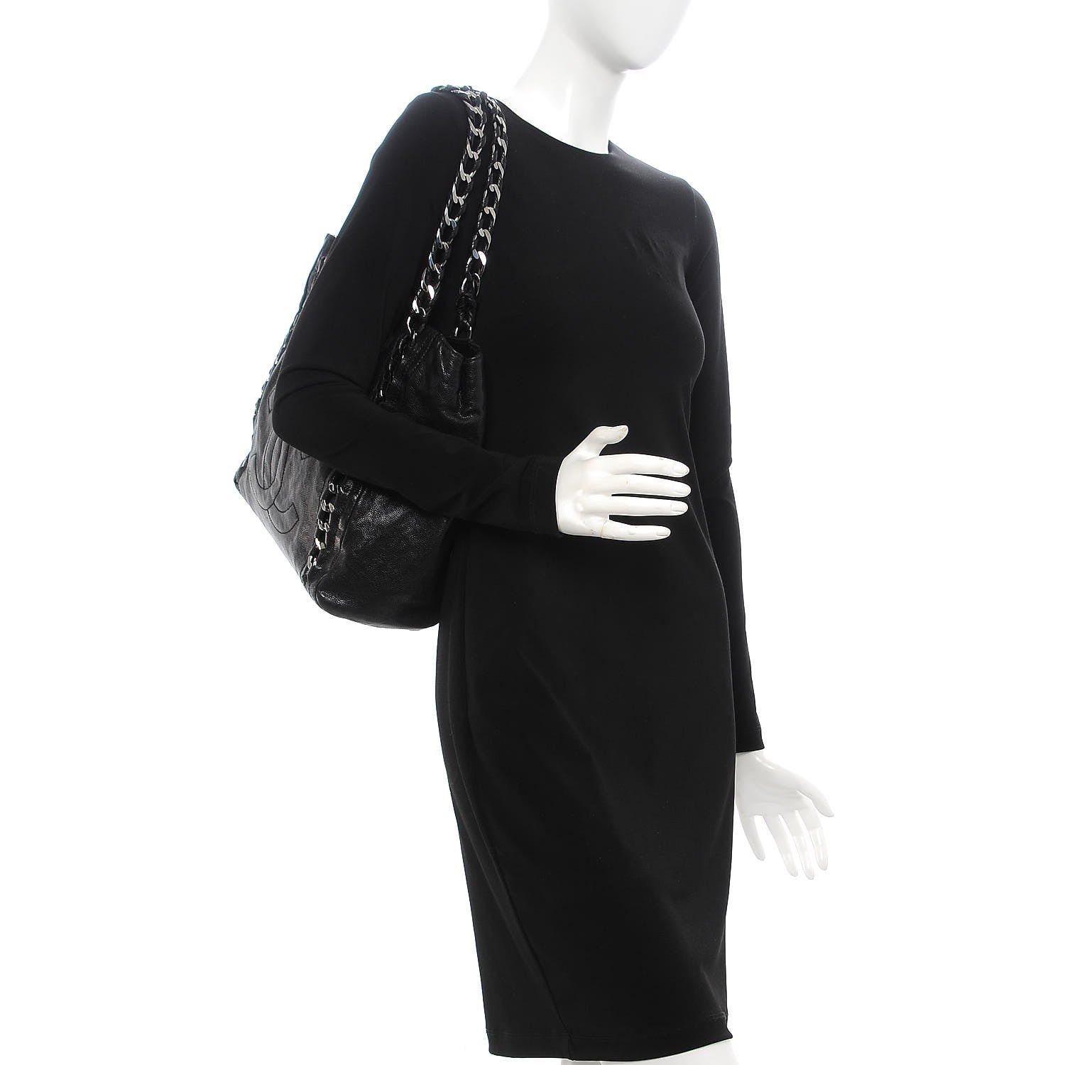 Chanel Glazed Caviar Modern Chain Tote Black 2 of 9