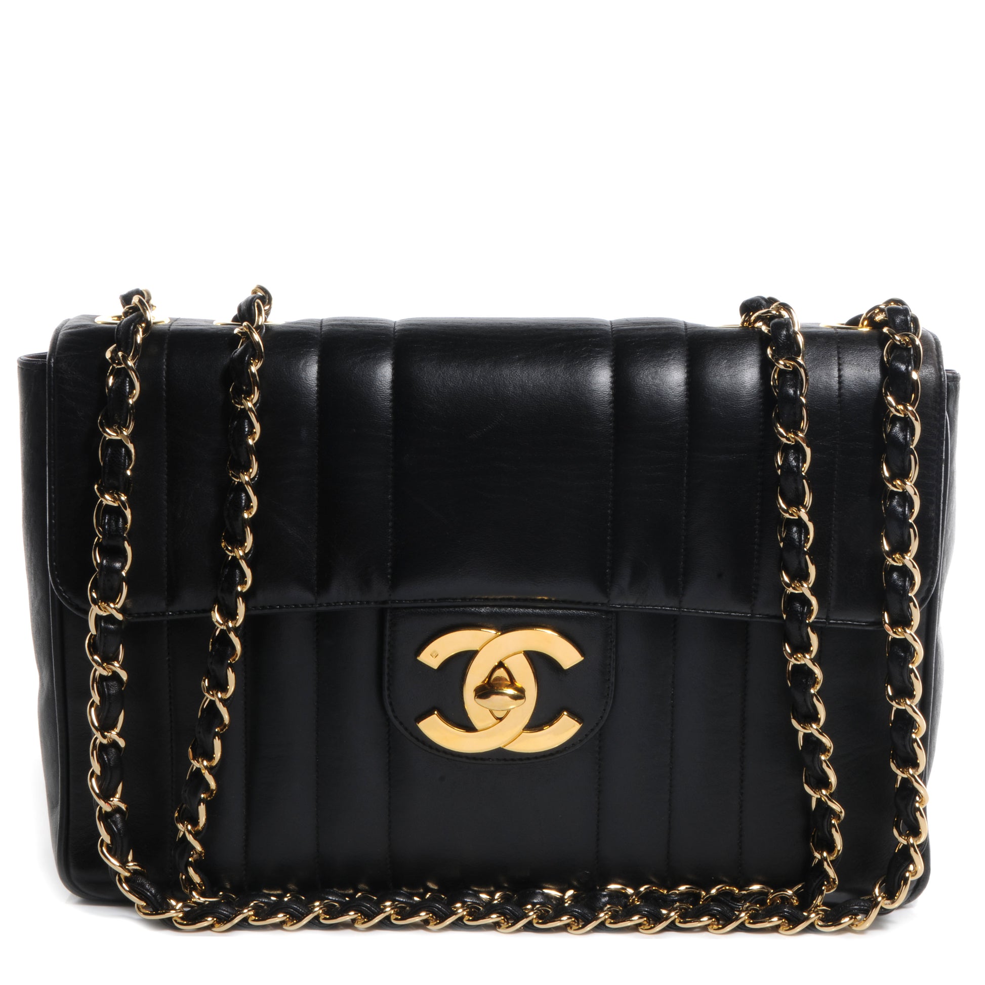Chanel Lambskin Vertical Quilt Jumbo Flap Black 1 of 10