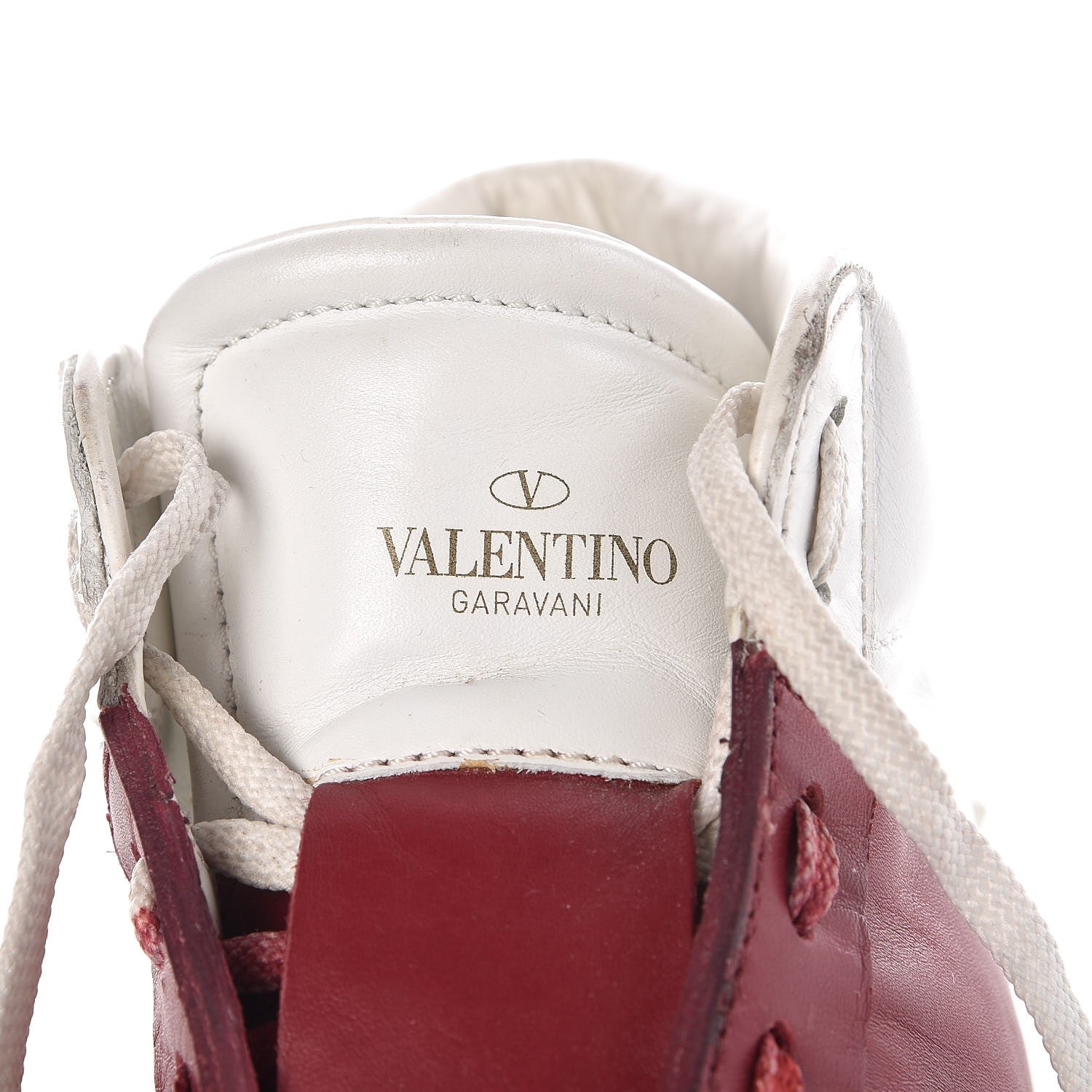 Valentino Garavani Calfskin Womens Rockstud Open High Top Sneakers 40 White Red 9 of 16
