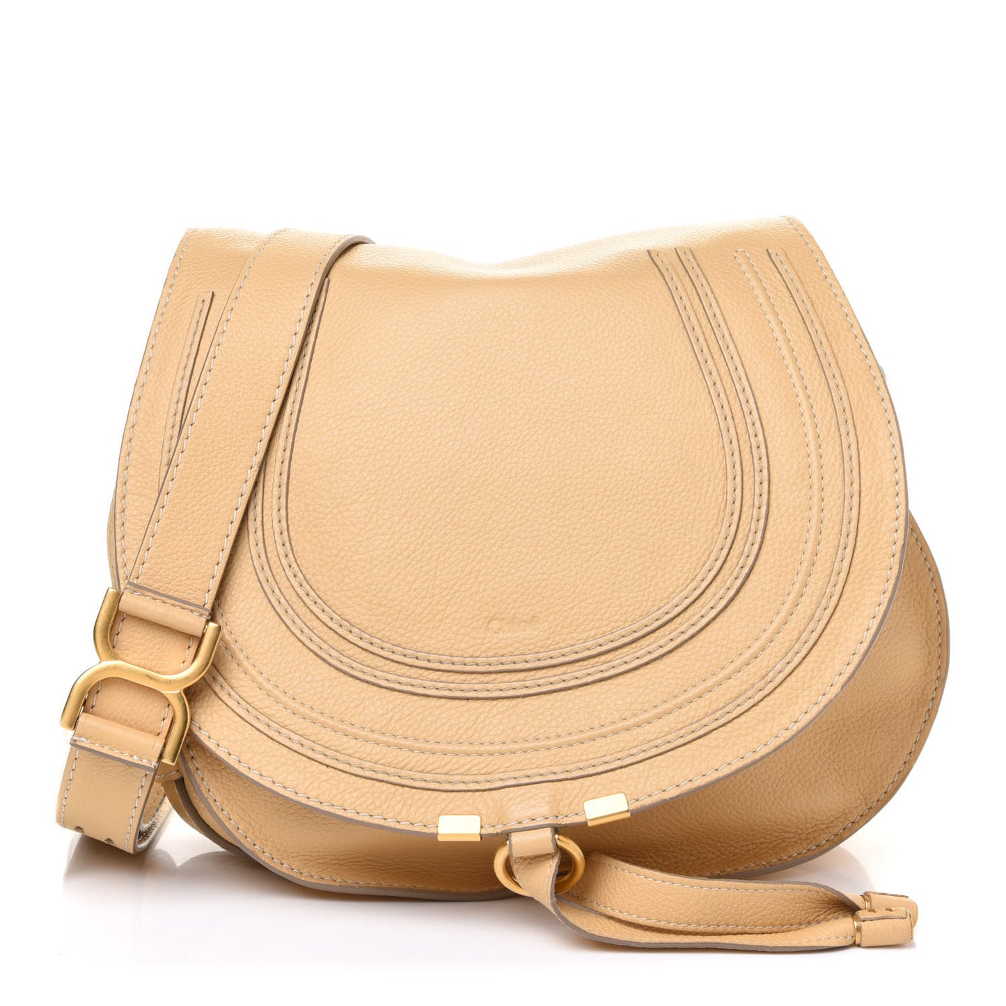 Grained Calfskin Medium Marcie Saddle Bag Sunlight