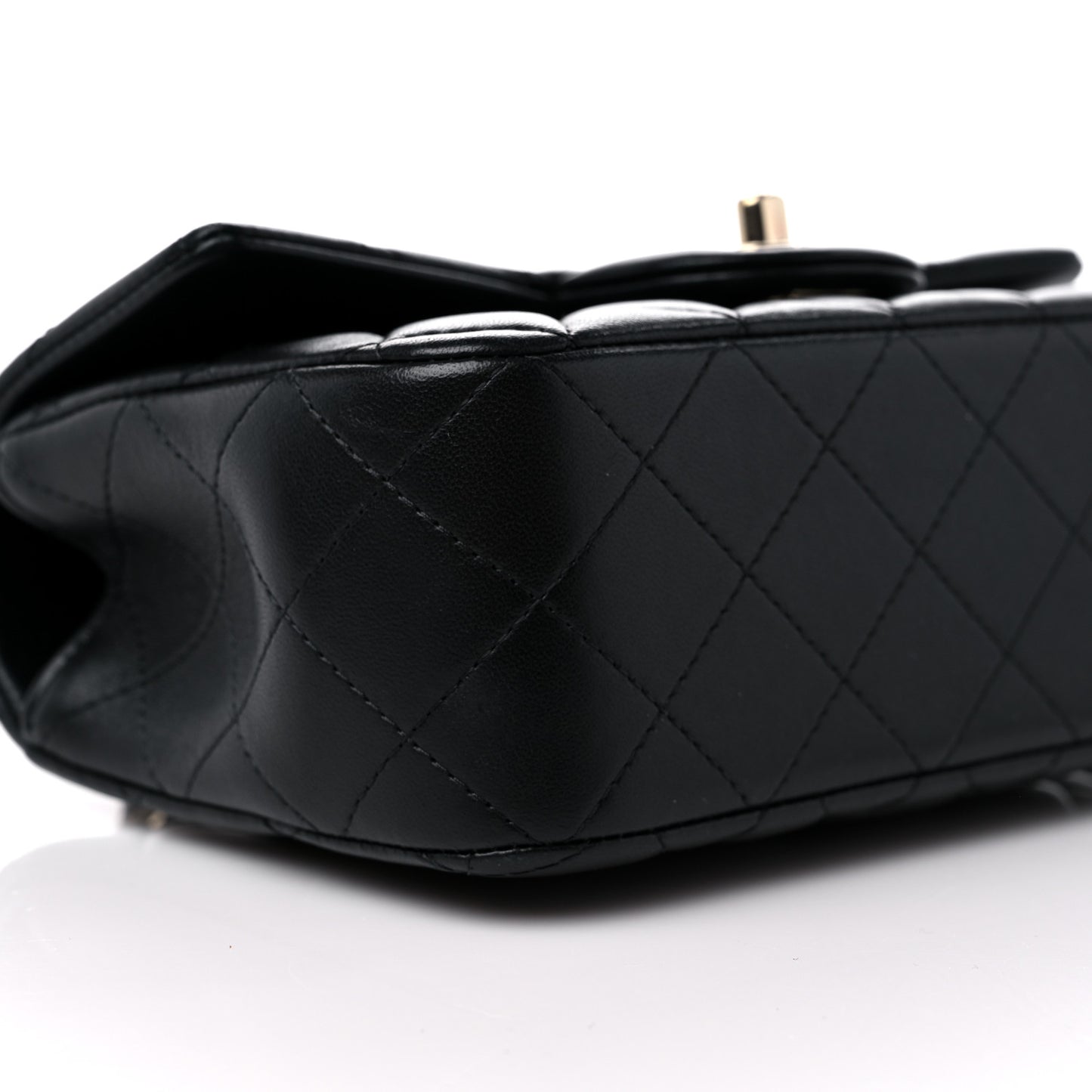 Lambskin Quilted Mini Top Handle Rectangular Flap Black