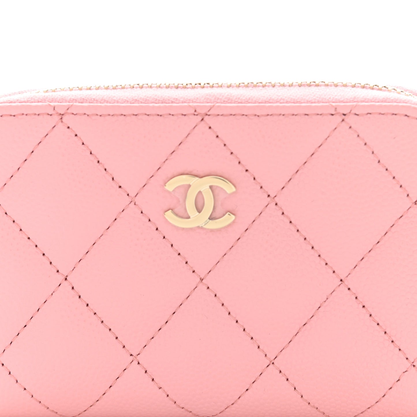 Caviar Quilted Zip Coin Purse Light Pink